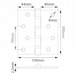 Zawias uniwersalny 100x100x2.2mm czarny kpl 2szt