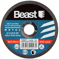 Tarcza do cięcia metalu BEAST 125x1,0 płaska