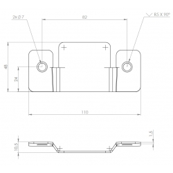 Zaczep meblowy łącznik do łóżka sofy kwadratowy 110x48mm